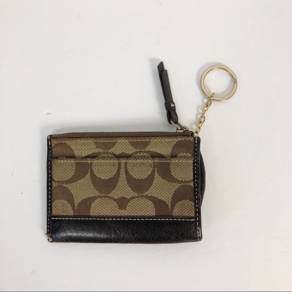 Coach classic monogram coin Keychain card pouch.